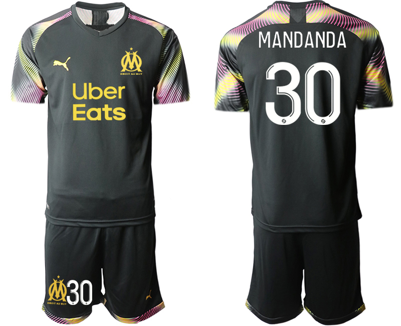 Men 2020-2021 club Marseille black goalkeeper #30 Soccer Jerseys->marseille jersey->Soccer Club Jersey